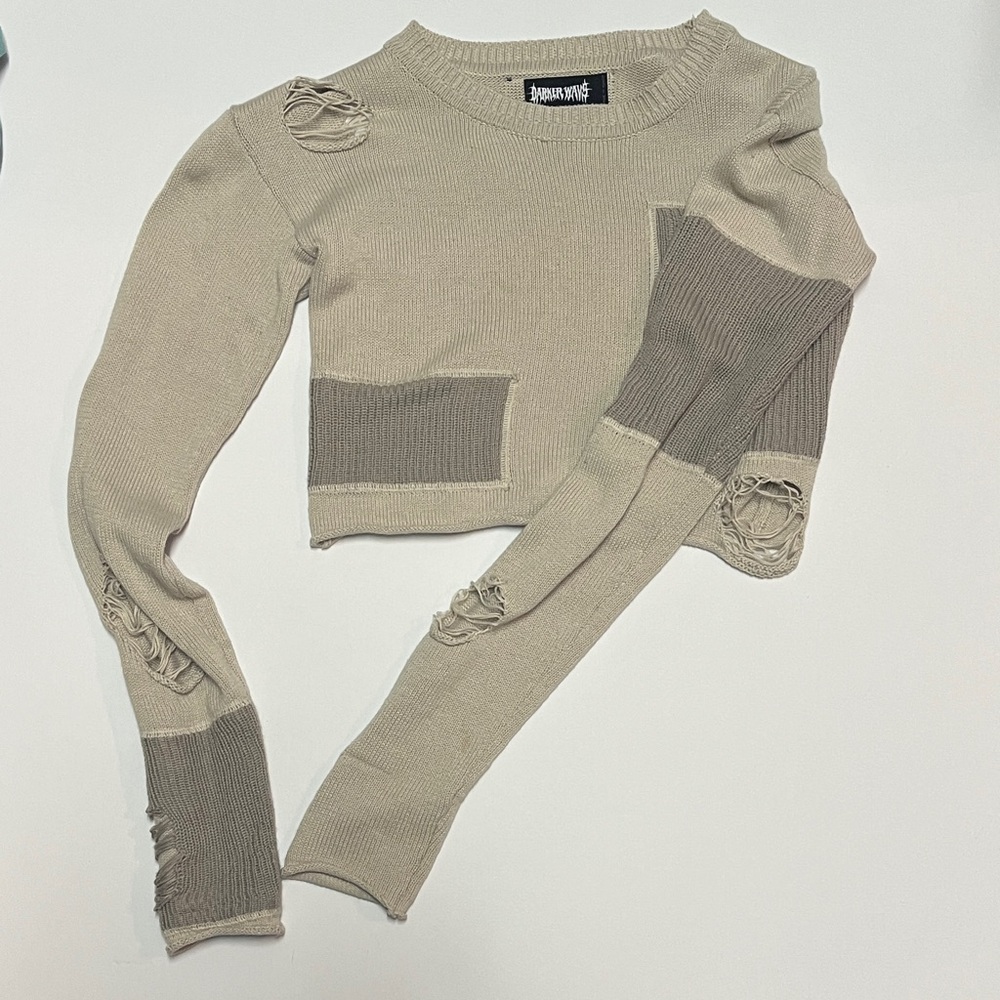 Distressed Beige Sweater